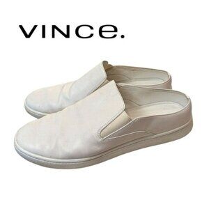 Vince Women's White Leather Slide Sneaker Mules 8.5